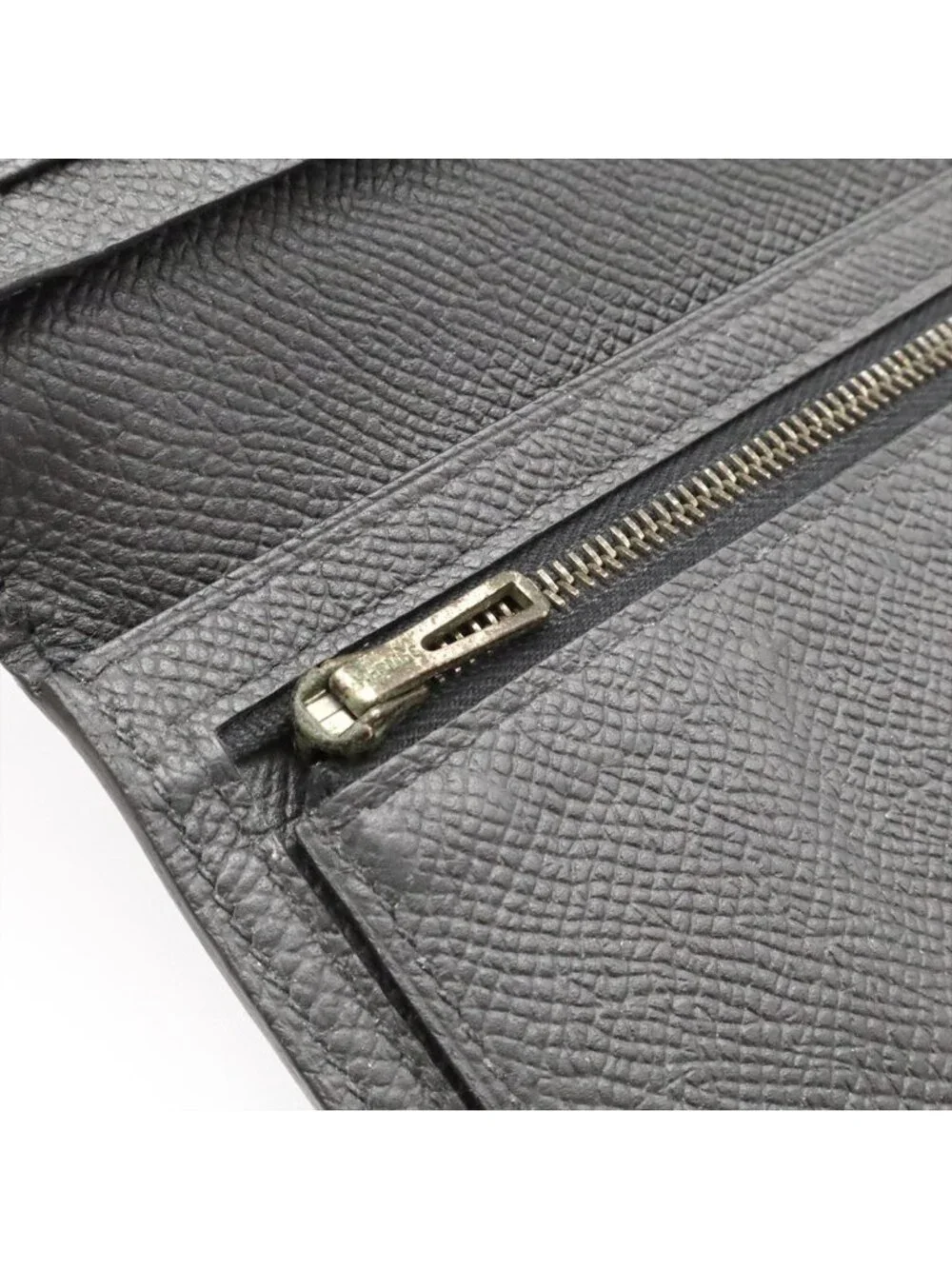 Hermes Bearn Soufflet Wallet Bifold Veau Epsom Black Silver